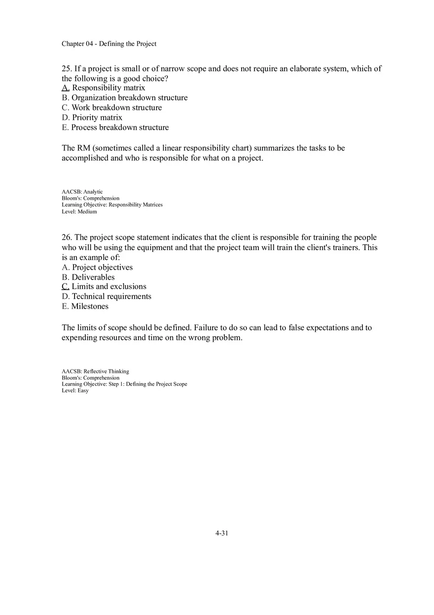 Chapter 04 Defining the Project Multiple Choice - Page 5