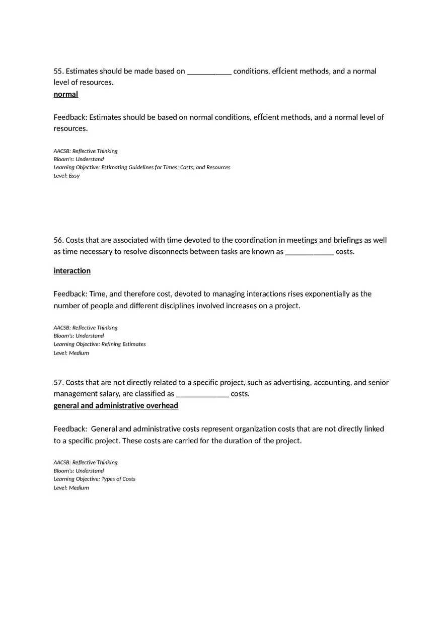 Chapter 05 Estimating Project Times and Costs Fill in the Blank - Page 10