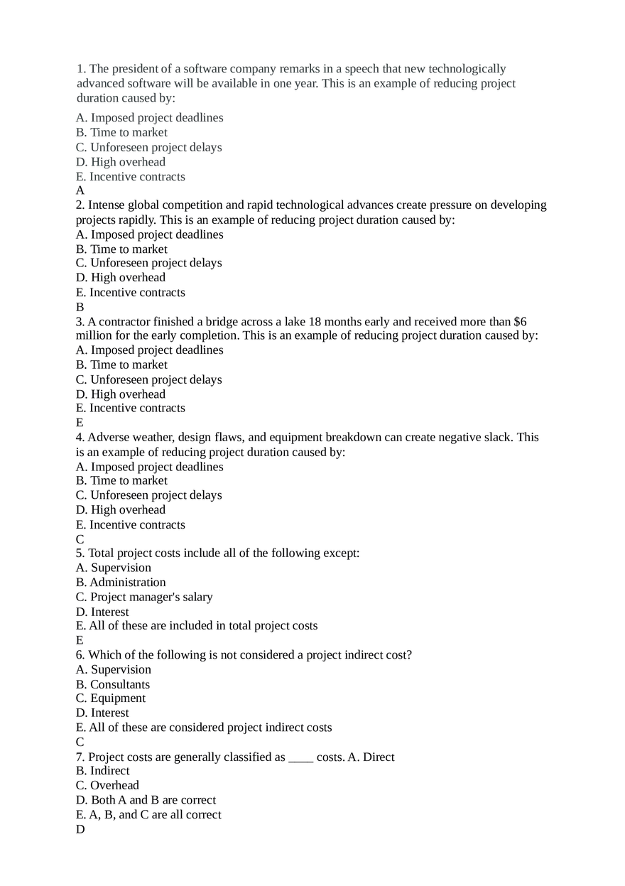 Project Management Quiz 2 - Page 1