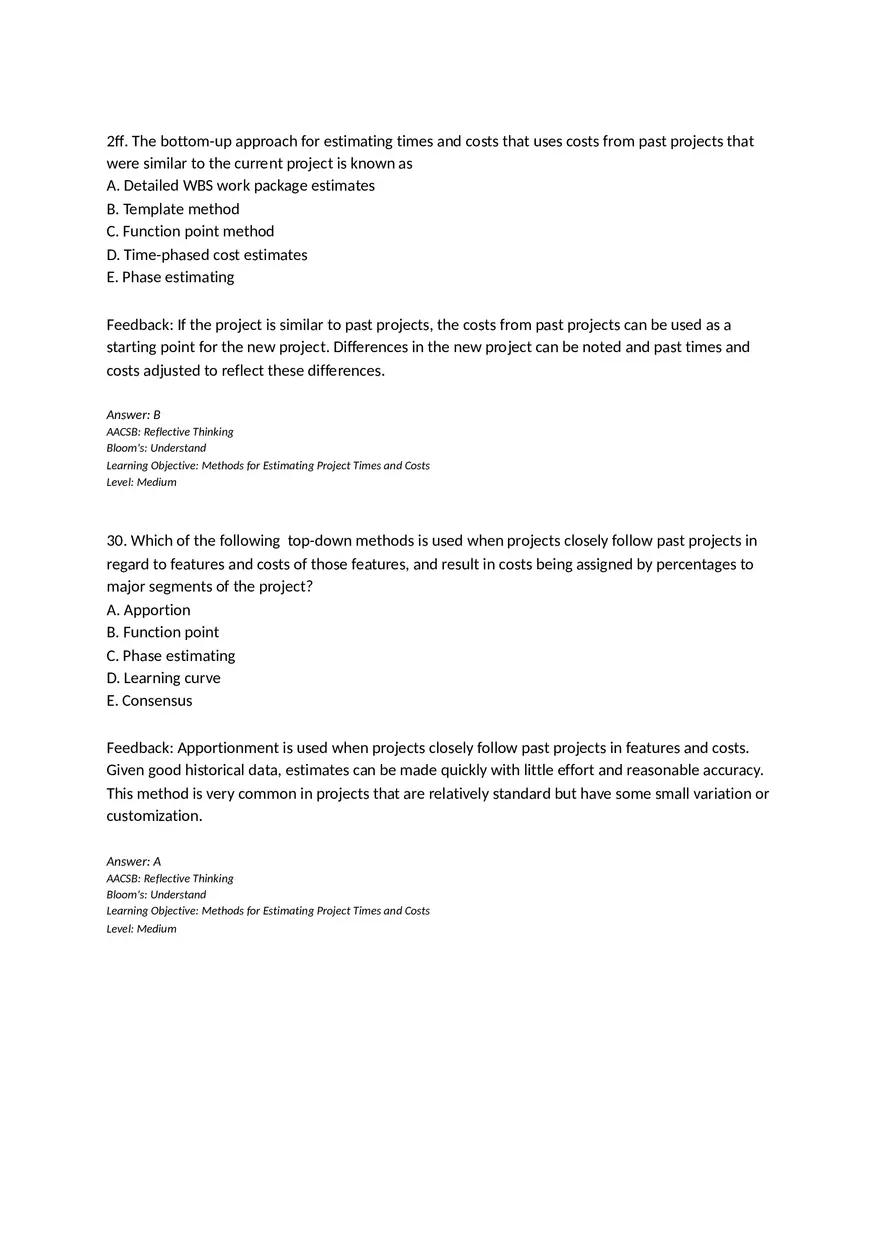 Chapter 05 Estimating Project Times and Costs Multiple Choice - Page 7
