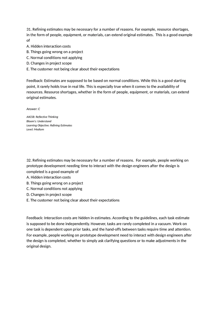 Chapter 05 Estimating Project Times and Costs Multiple Choice - Page 8