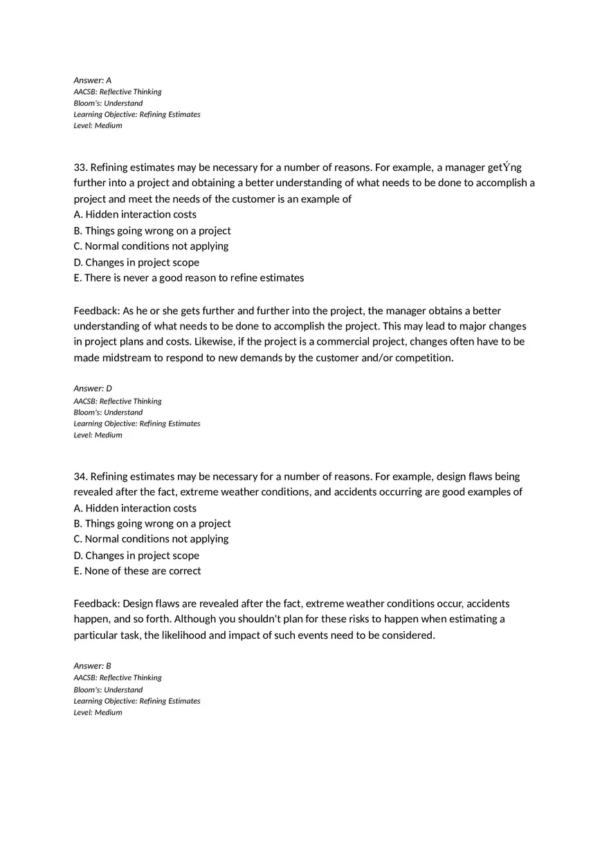 Chapter 05 Estimating Project Times and Costs Multiple Choice - Page 9
