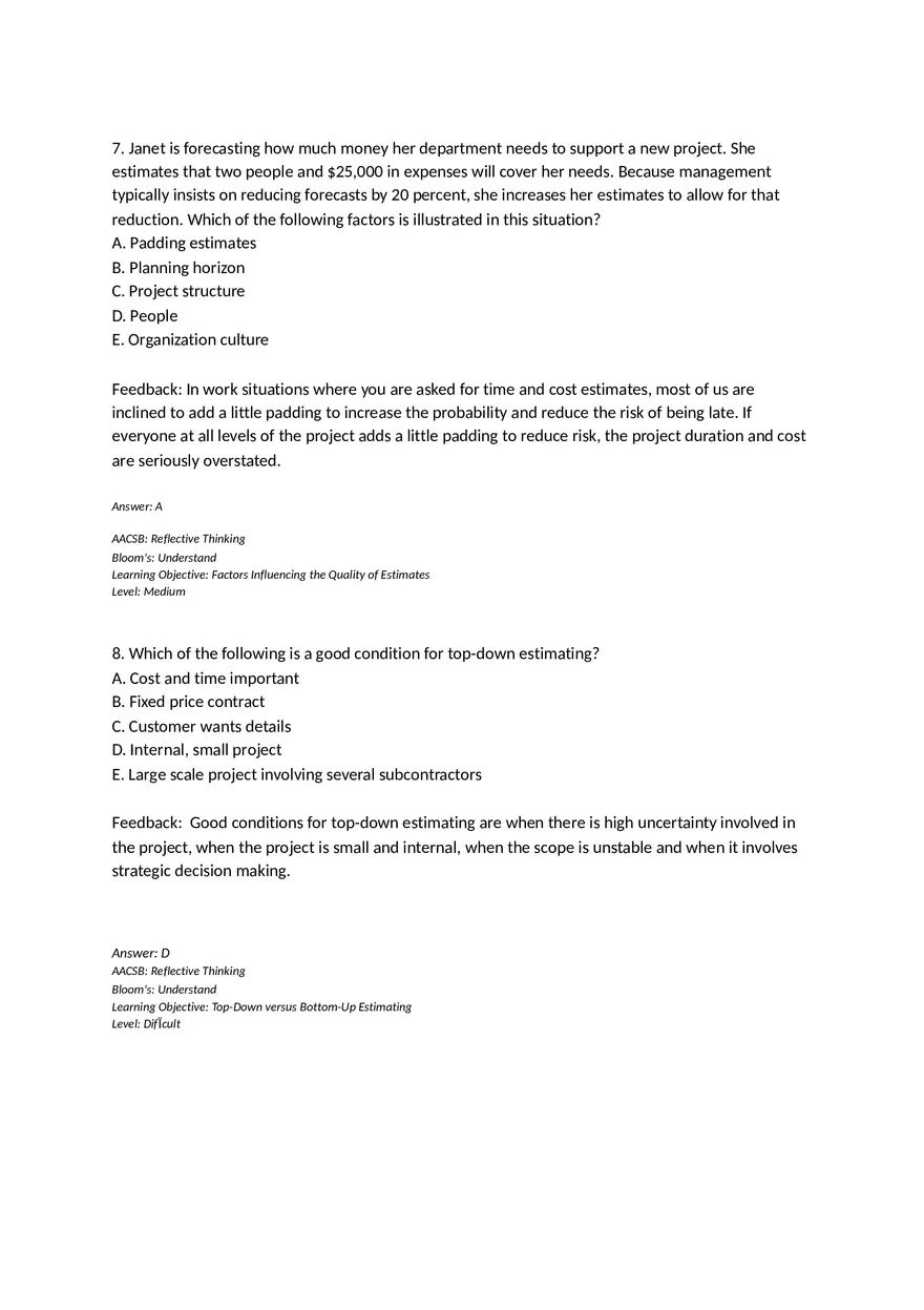 Chapter 05 Estimating Project Times and Costs Multiple Choice - Page 11