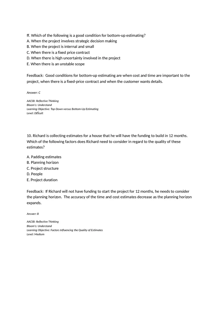 Chapter 05 Estimating Project Times and Costs Multiple Choice - Page 12