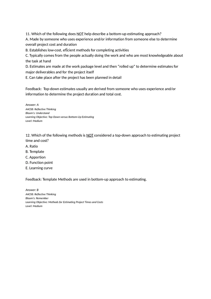 Chapter 05 Estimating Project Times and Costs Multiple Choice - Page 13