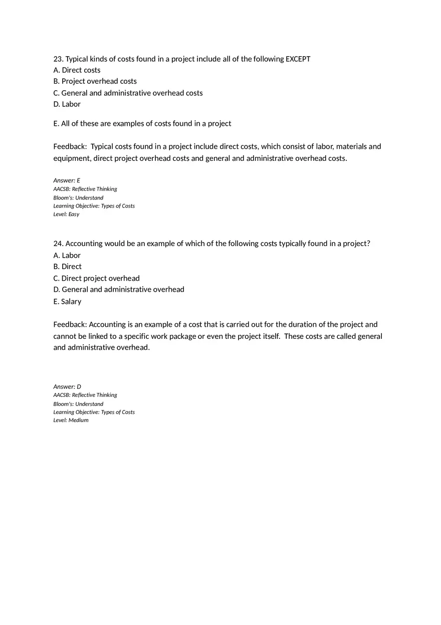 Chapter 05 Estimating Project Times and Costs Multiple Choice - Page 4
