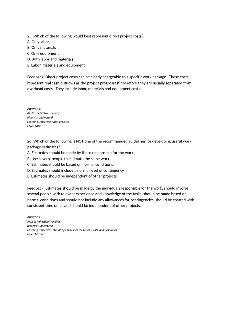 Chapter 05 Estimating Project Times and Costs Multiple Choice - Page 5