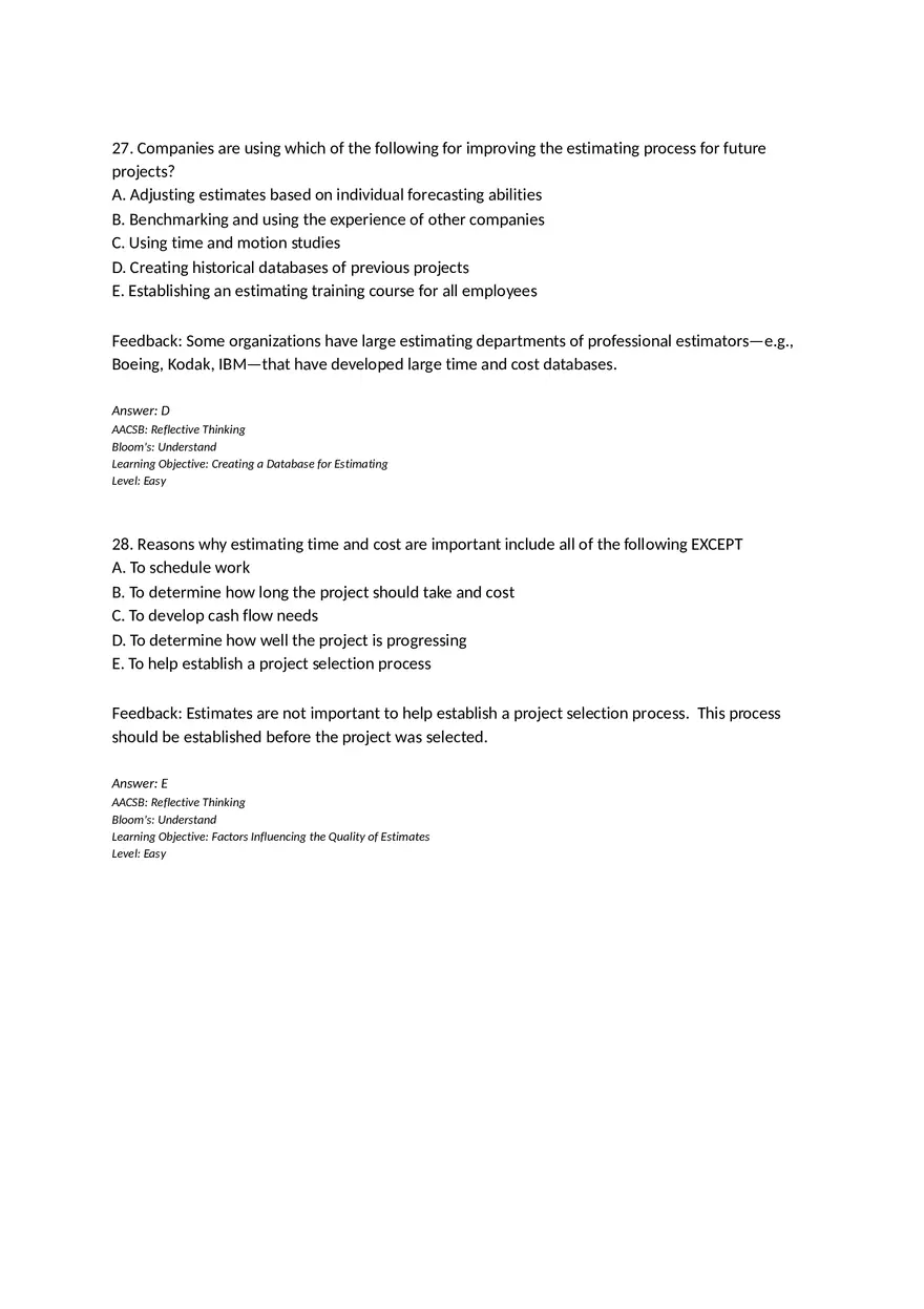 Chapter 05 Estimating Project Times and Costs Multiple Choice - Page 6