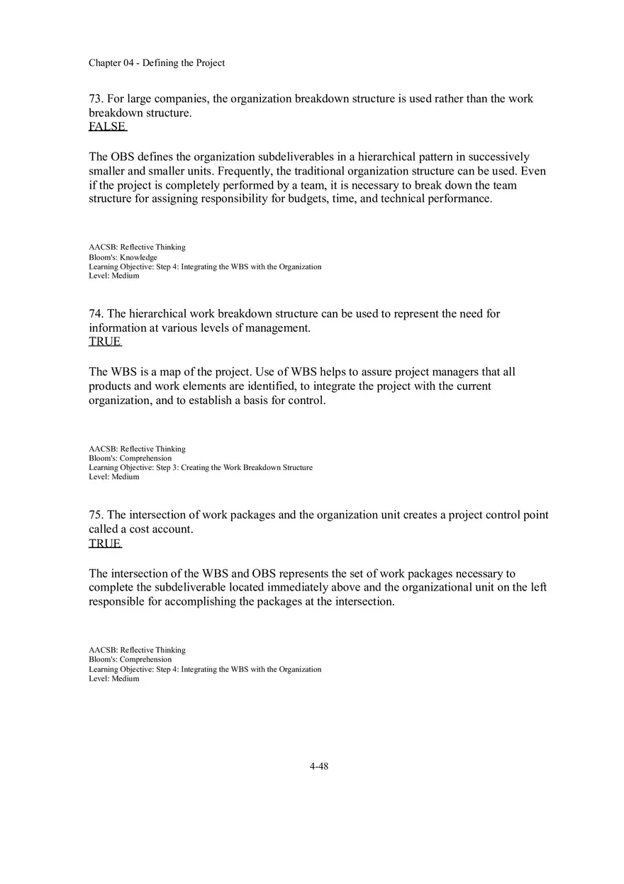 Chapter 04 Defining the Project True False - Page 7