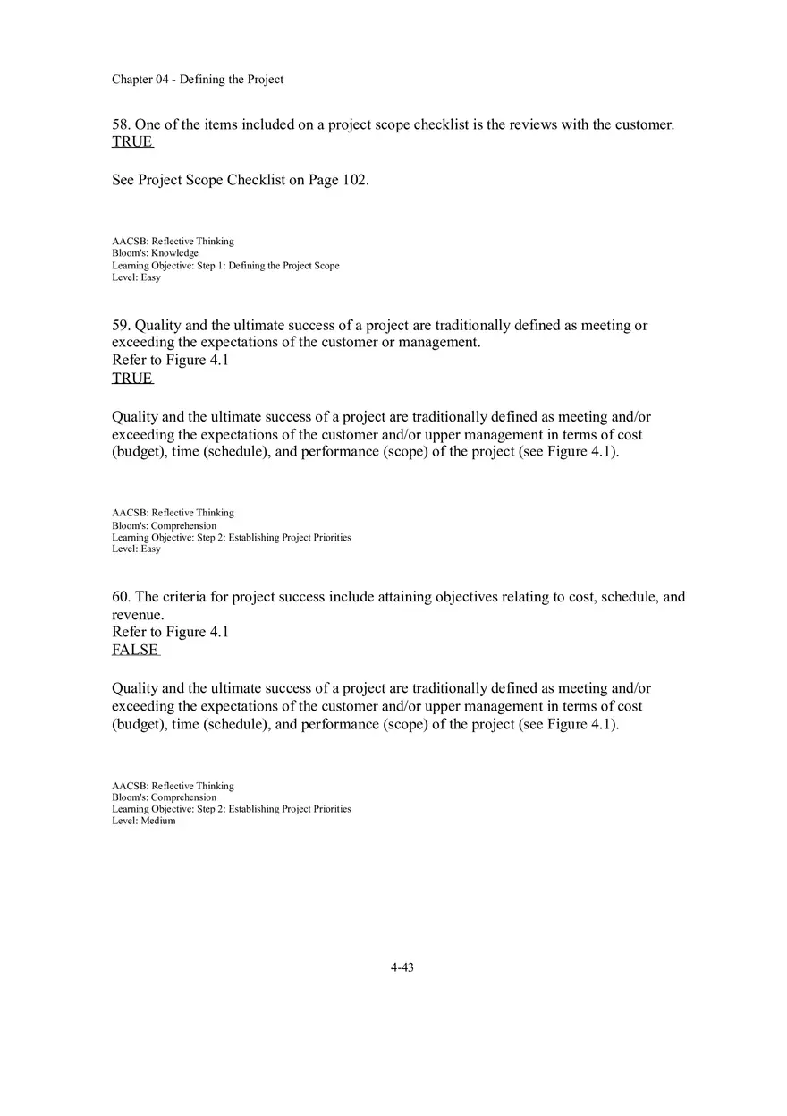 Chapter 04 Defining the Project True False - Page 2