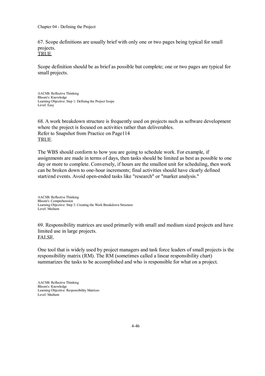 Chapter 04 Defining the Project True False - Page 5
