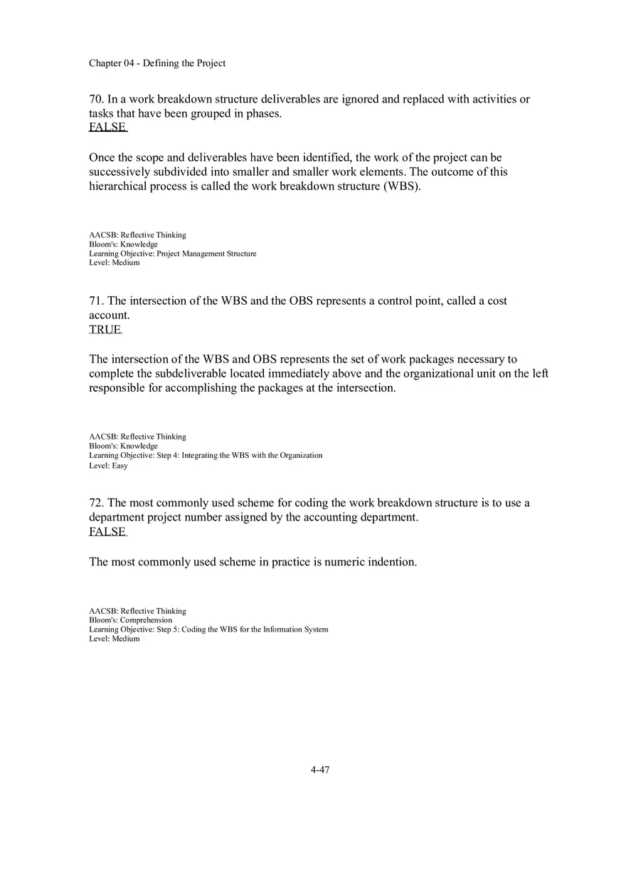 Chapter 04 Defining the Project True False - Page 6