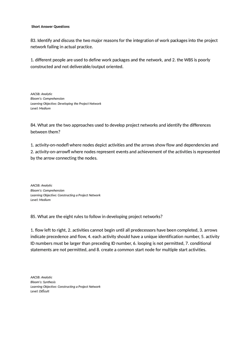 Chapter 06 Developing a Project Plan Short Answer - Page 1