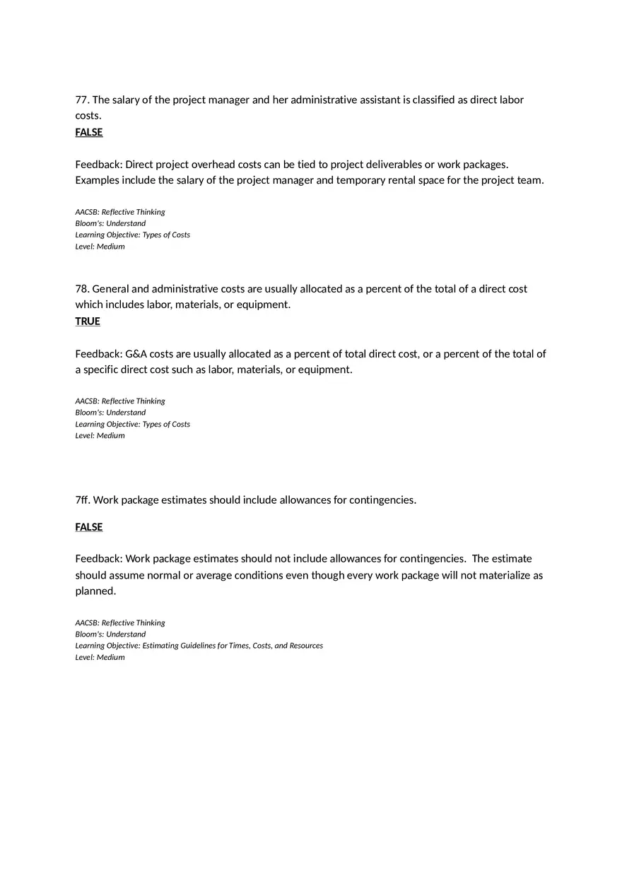 Chapter 05 Estimating Project Times and Costs True False - Page 7
