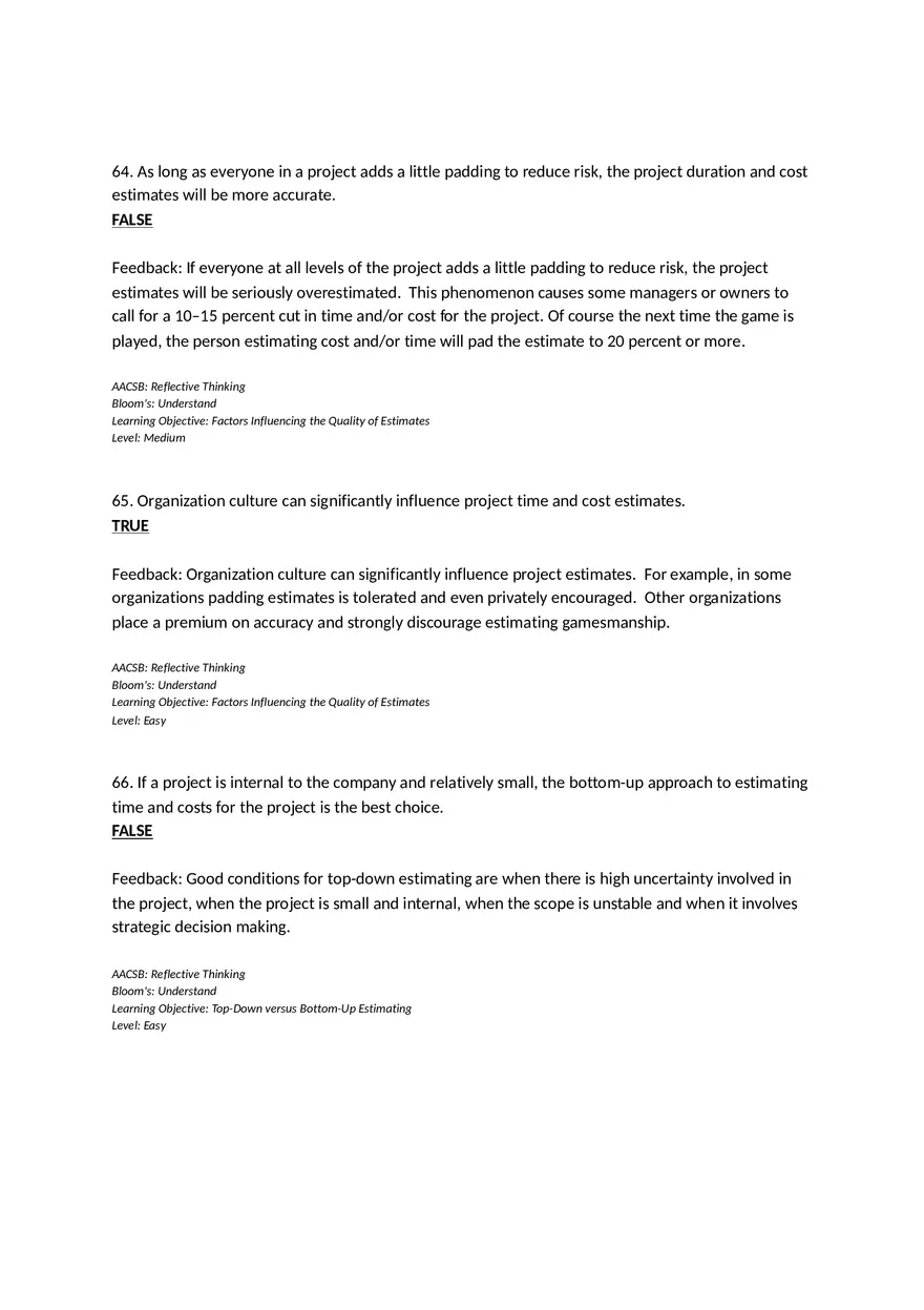 Chapter 05 Estimating Project Times and Costs True False - Page 3