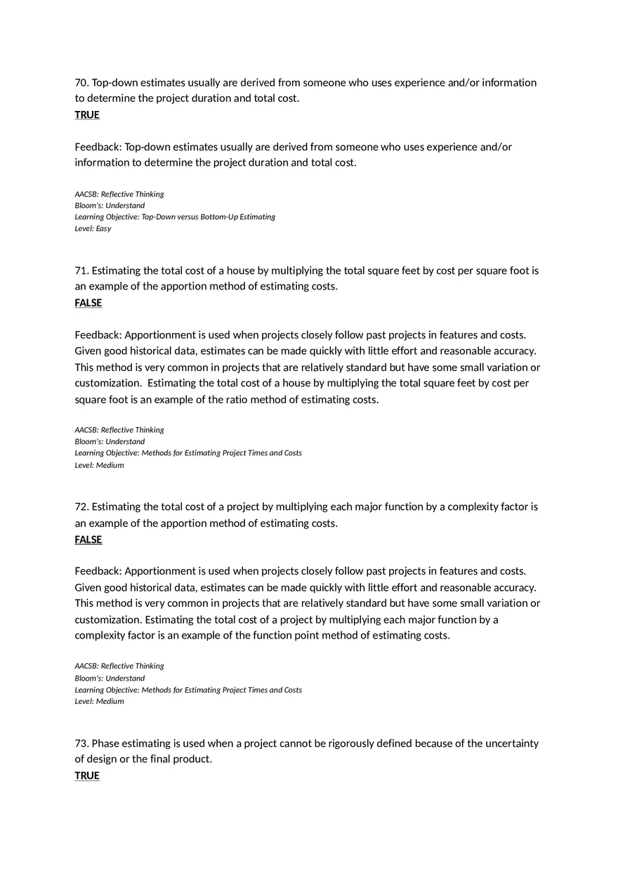 Chapter 05 Estimating Project Times and Costs True False - Page 5