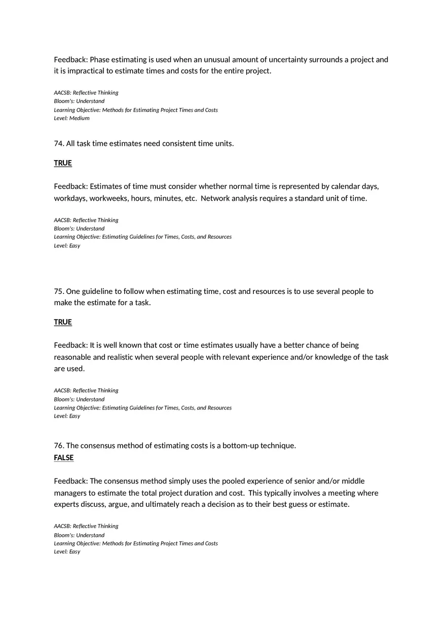 Chapter 05 Estimating Project Times and Costs True False - Page 6