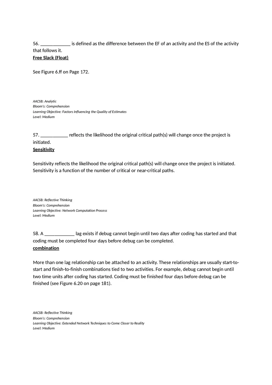 Chapter 06 Developing a Project Plan Fill in the Blank - Page 8