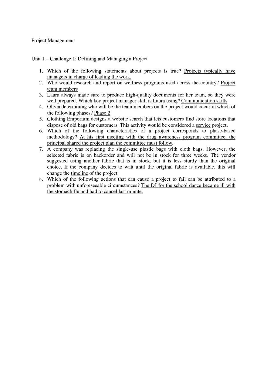 Challenge 1 Defining and Managing a Project - Page 1