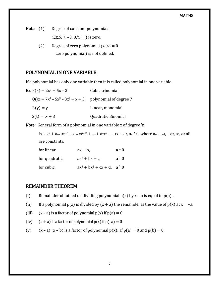 Types of Polynomials - Edubirdie