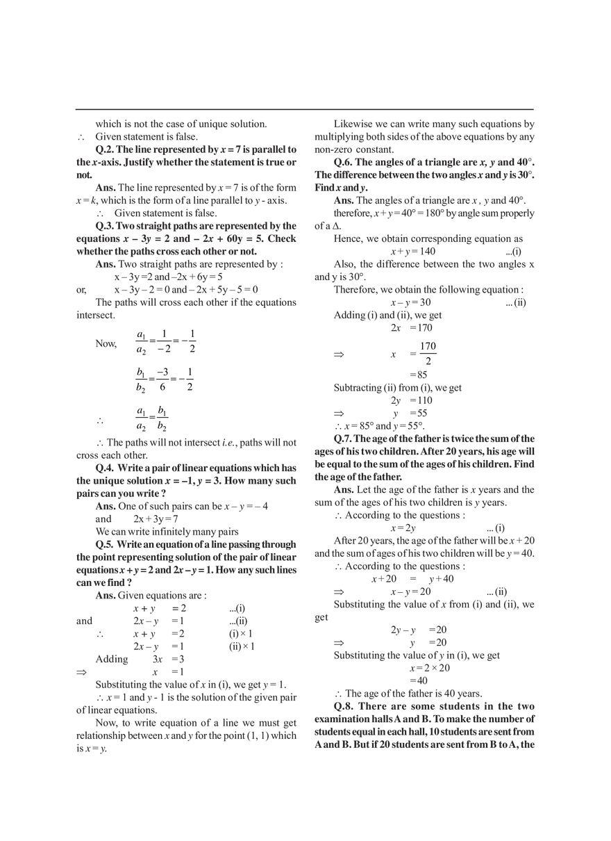 Pair of Linear Equations in Two Variables - Page 26