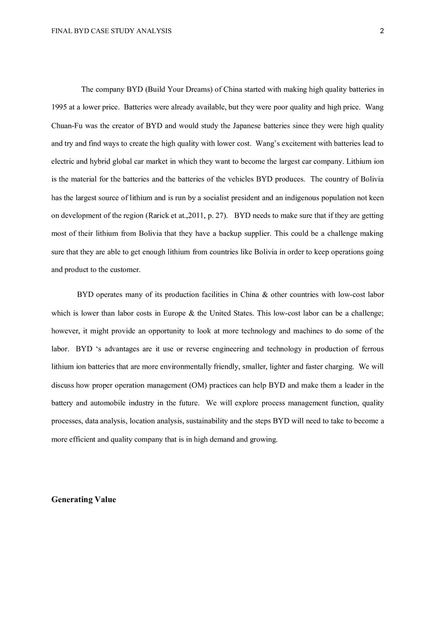 BYD Case Study Analysis - Page 1
