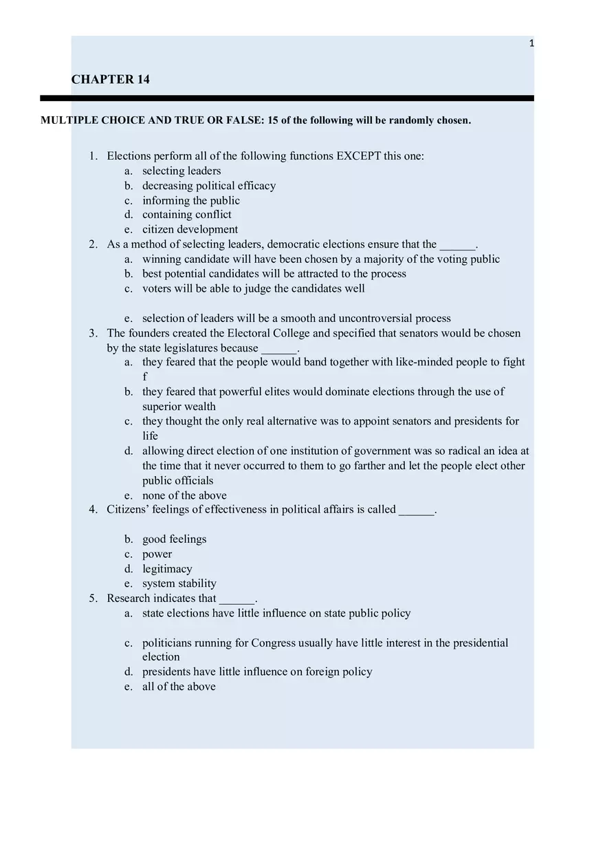 Introduction to Government Chapter 14 - Page 1