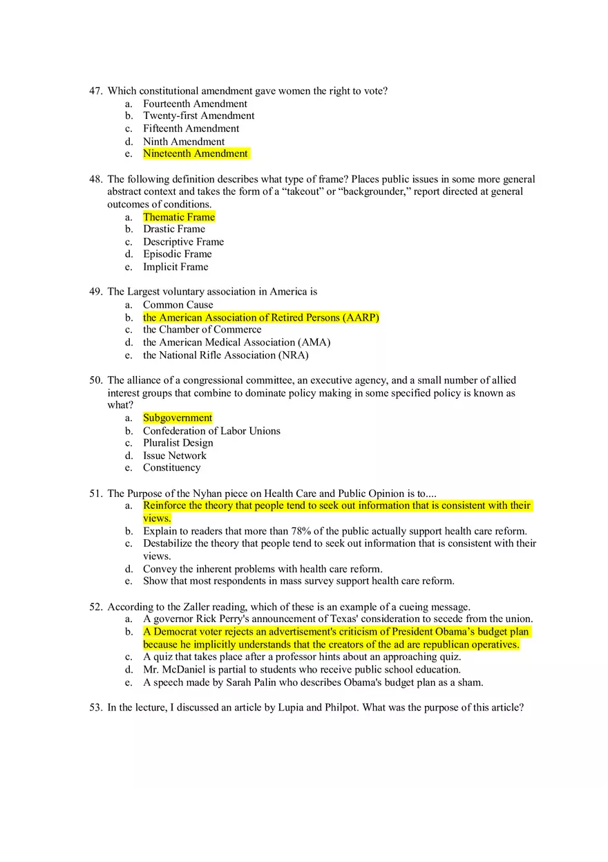 American Government Exam 2 - Page 9