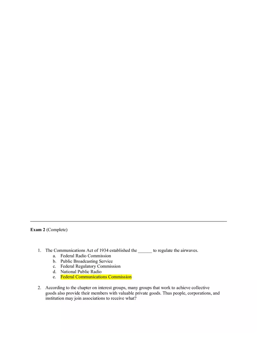 American Government Exam 2 - Page 1