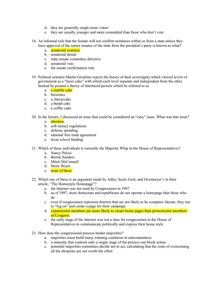 American Government Exam 1 - Page 7