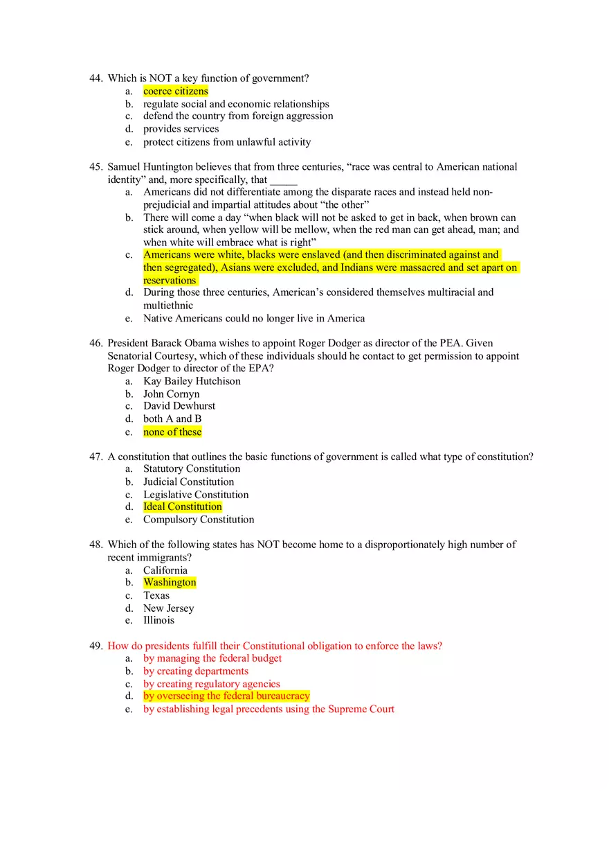 American Government Exam 1 - Page 11