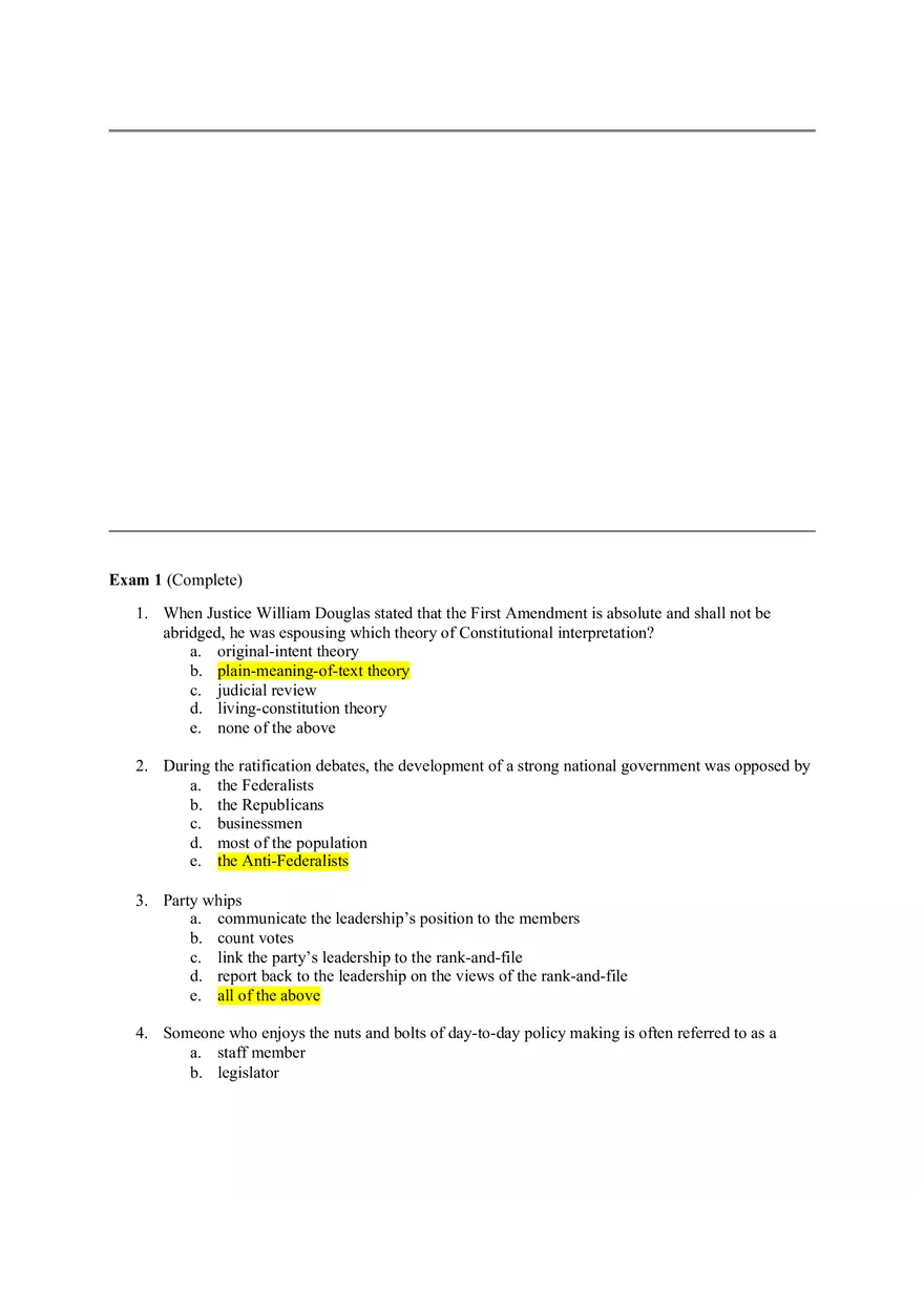 American Government Exam 1 - Page 1