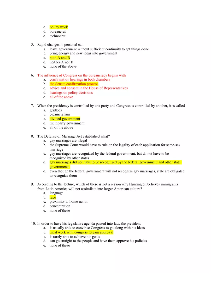 American Government Exam 1 - Page 2