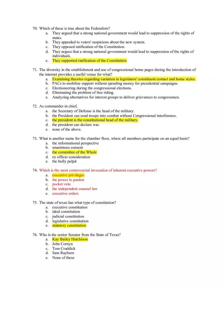 American Government Exam 1 - Page 4