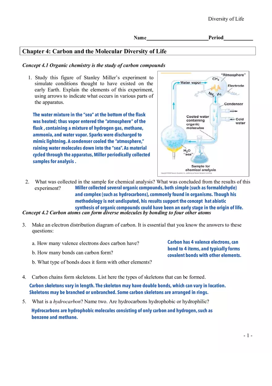 Chapter 4 Carbon and the Molecular Diversity of Life - Page 1