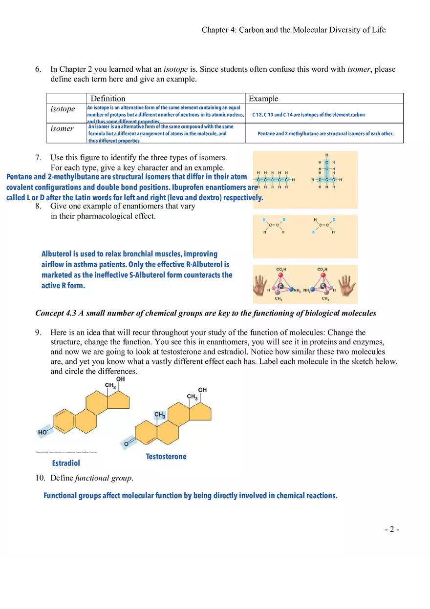Chapter 4 Carbon and the Molecular Diversity of Life - Page 2