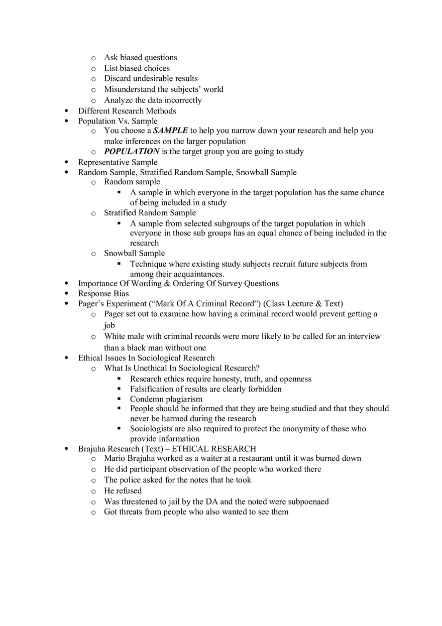Sociology Exam 1 -- Study Guide - Page 9