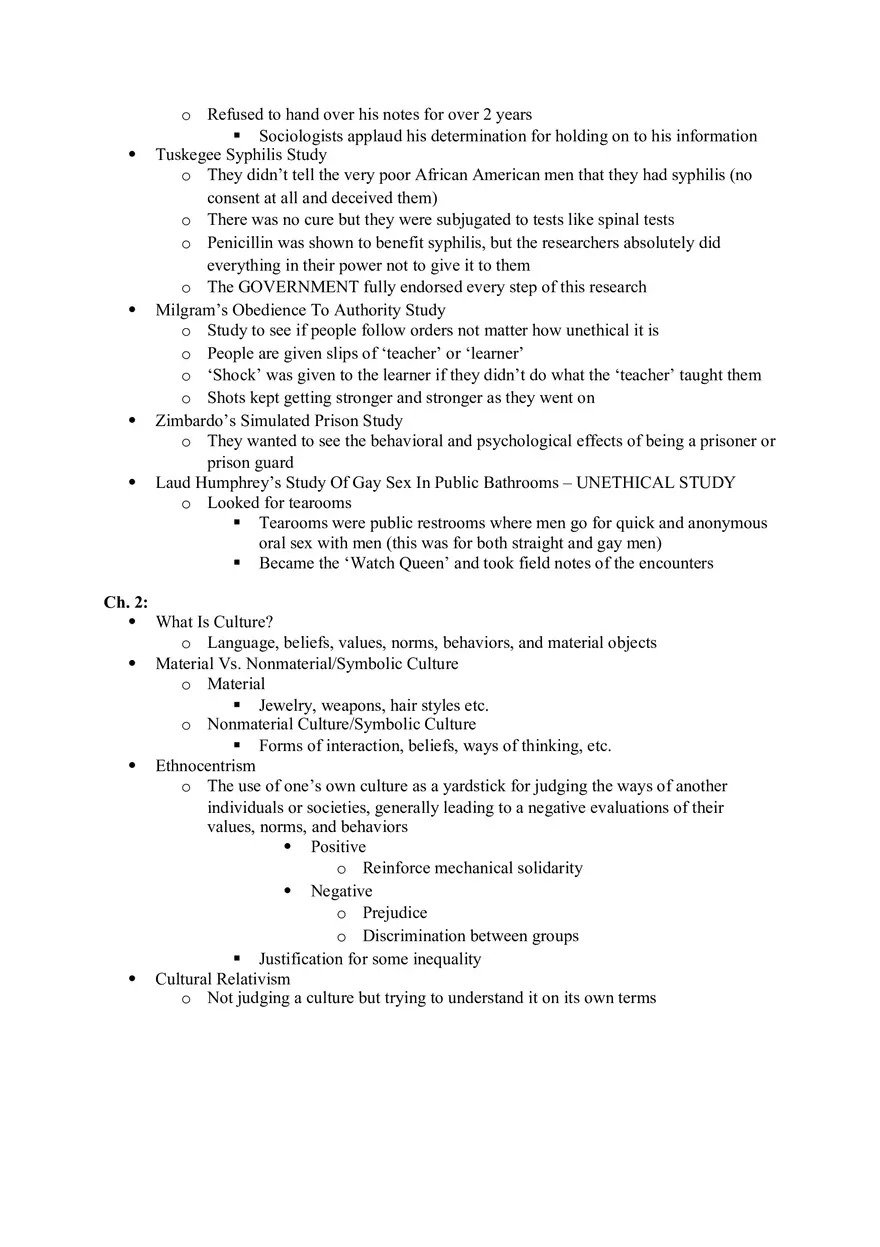 Sociology Exam 1 -- Study Guide - Page 10