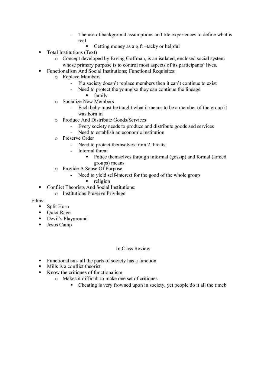 Sociology Exam 1 -- Study Guide - Page 5