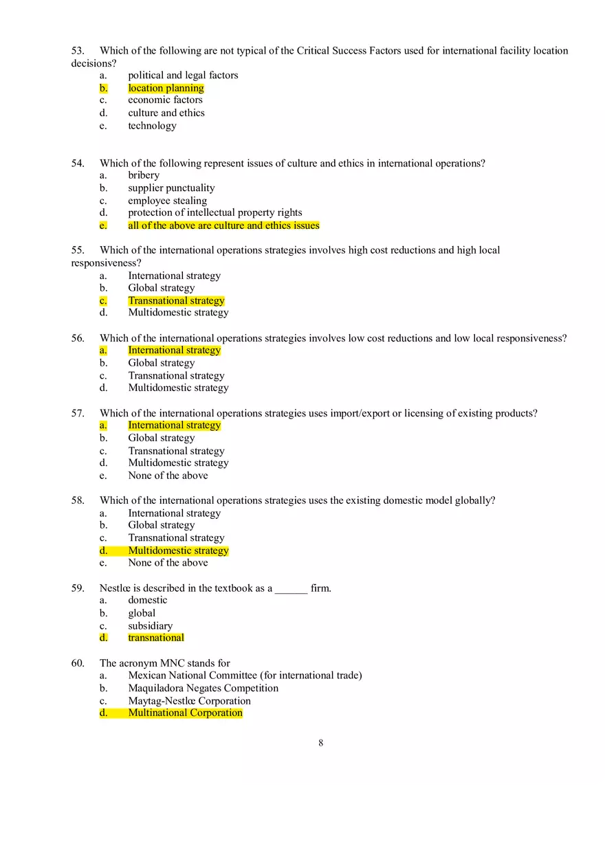Strategy Chapter 2 Multiple Choice Questions - Page 8