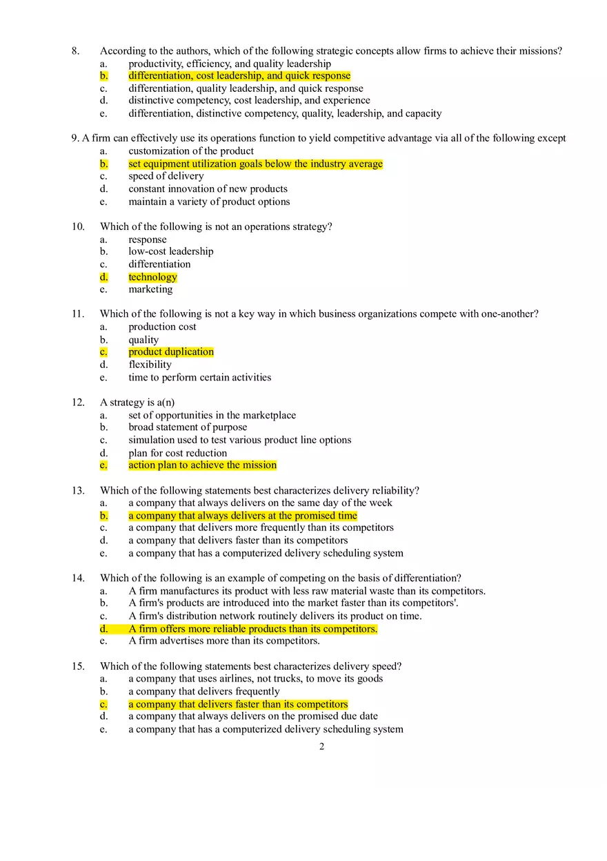 Strategy Chapter 2 Multiple Choice Questions - Page 2