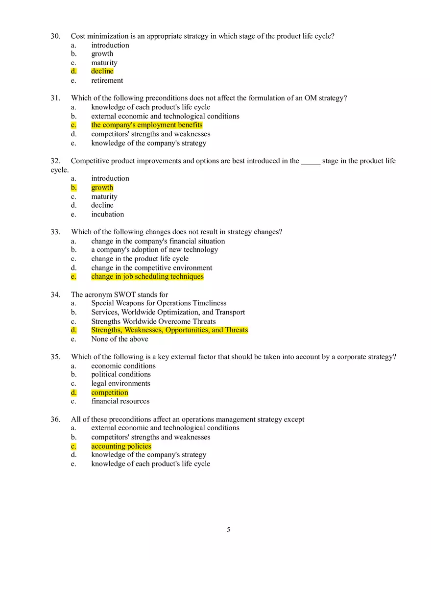 Strategy Chapter 2 Multiple Choice Questions - Page 5