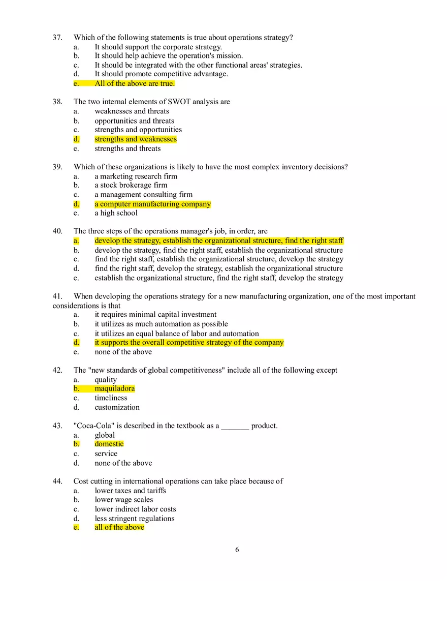 Strategy Chapter 2 Multiple Choice Questions - Page 6