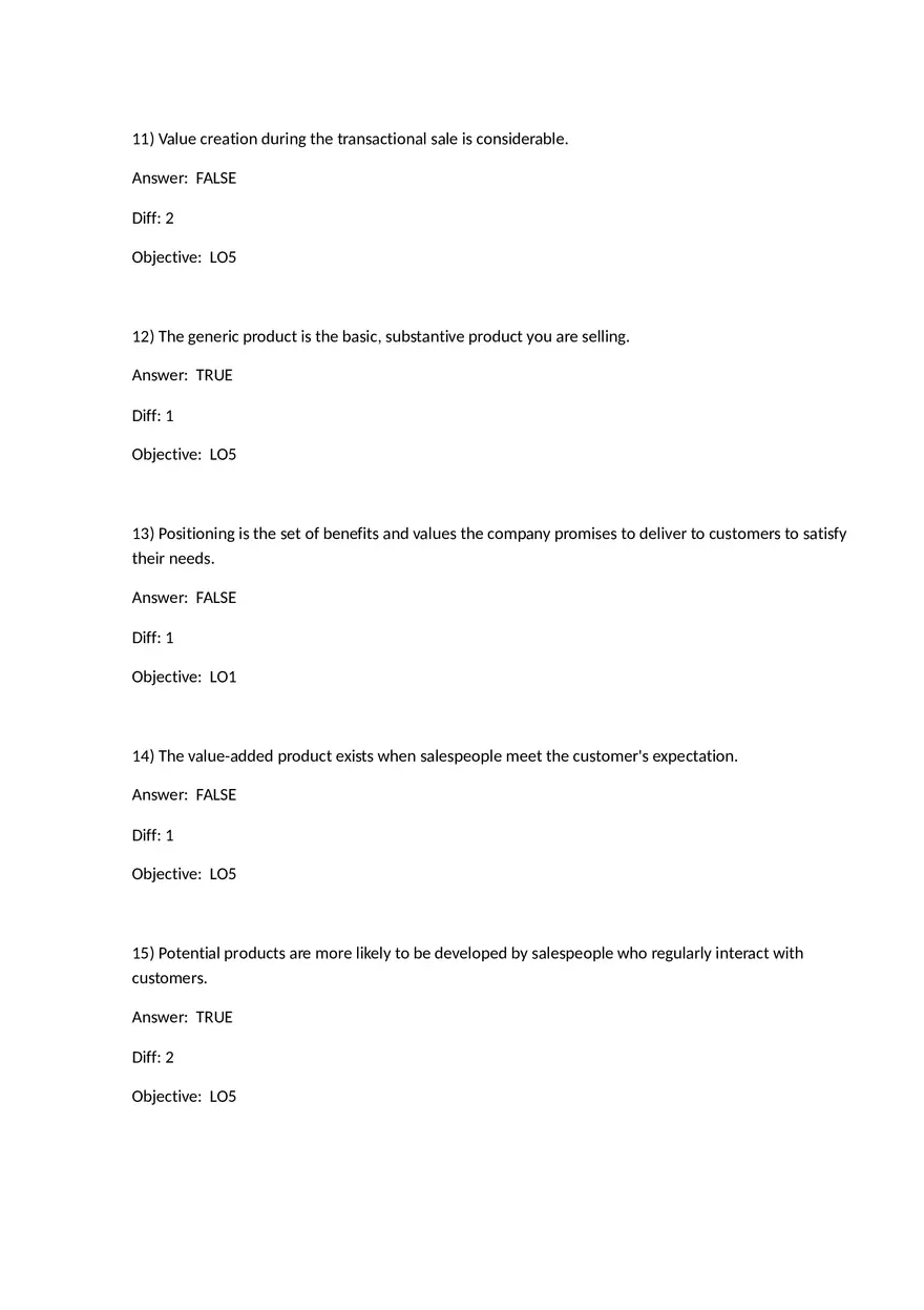 Chapter 7 Product-Selling Strategies That Add Value True False - Page 3
