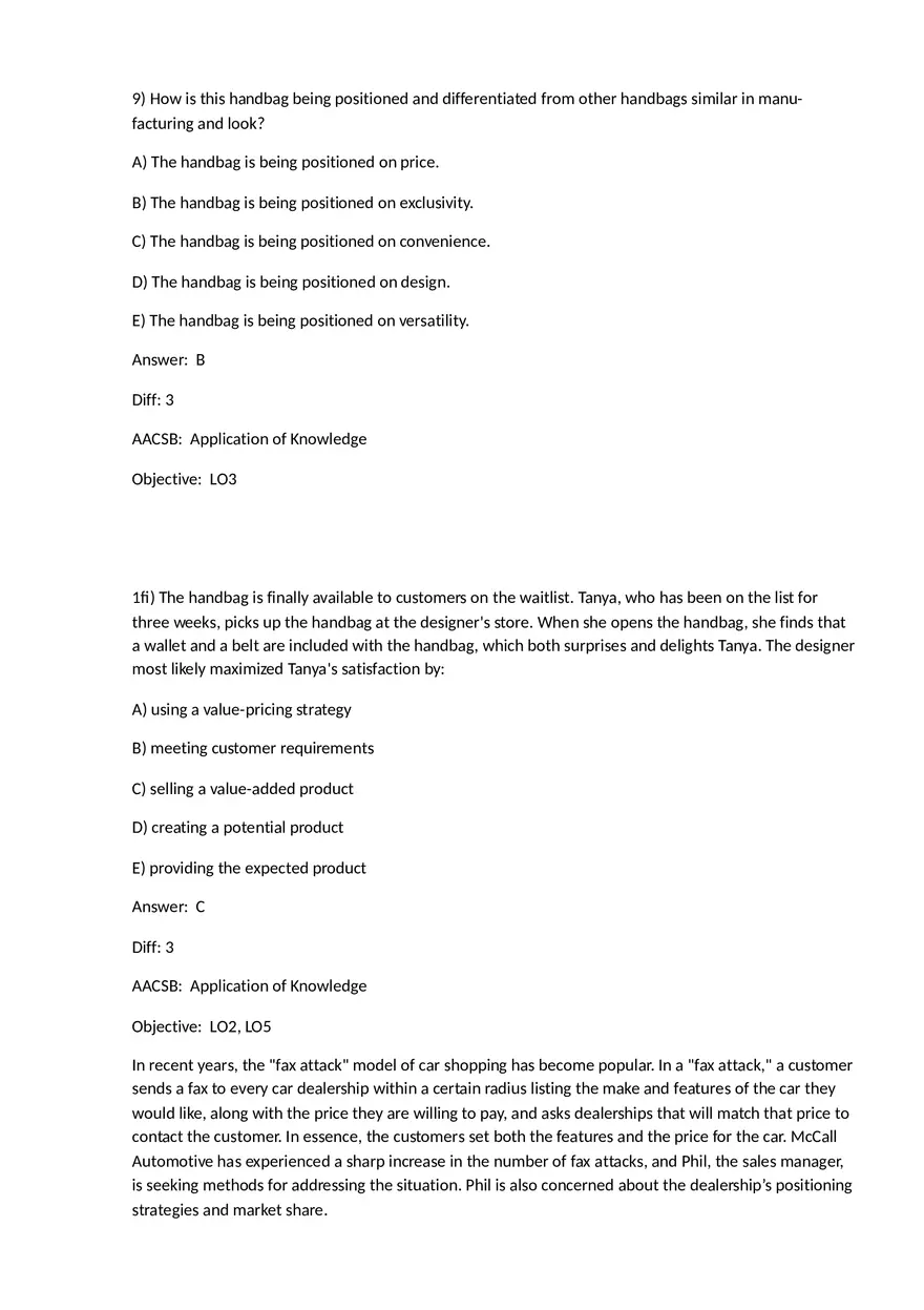 Chapter 7 Product-Selling Strategies That Add Value Multiple Choice - Page 10
