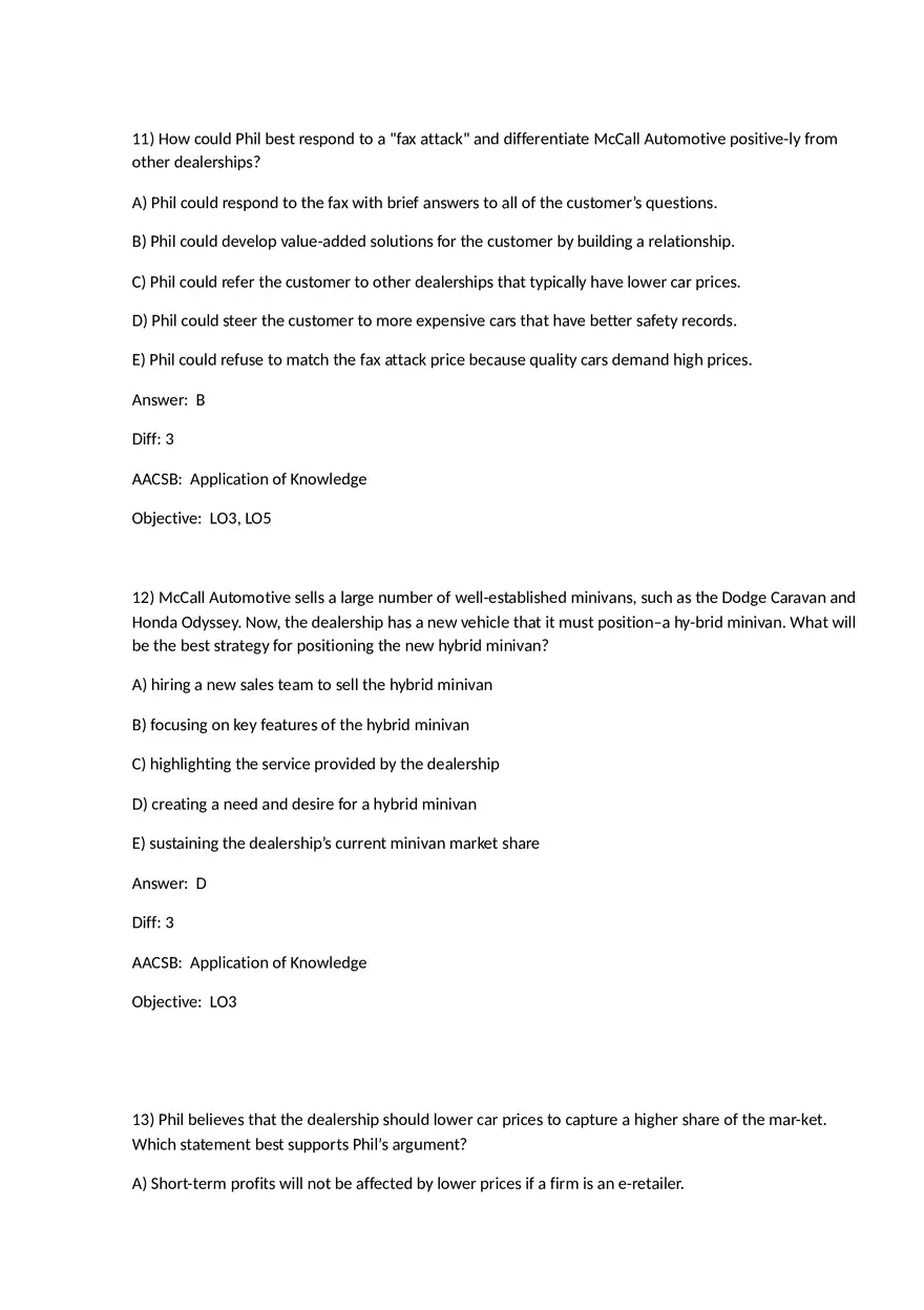 Chapter 7 Product-Selling Strategies That Add Value Multiple Choice - Page 11