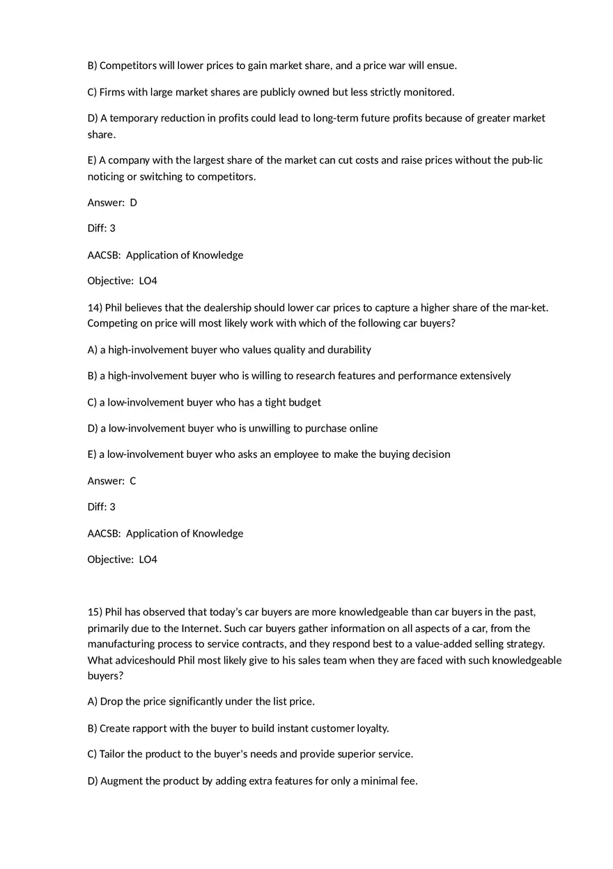 Chapter 7 Product-Selling Strategies That Add Value Multiple Choice - Page 12