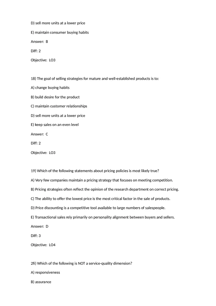 Chapter 7 Product-Selling Strategies That Add Value Multiple Choice - Page 18