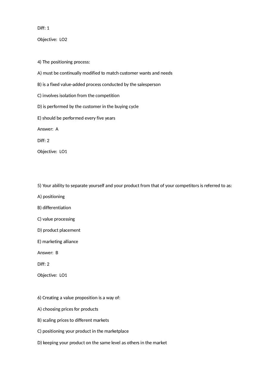 Chapter 7 Product-Selling Strategies That Add Value Multiple Choice - Page 2