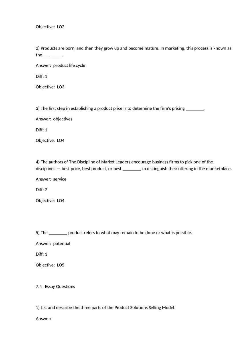 Chapter 7 Product-Selling Strategies That Add Value Multiple Choice - Page 4
